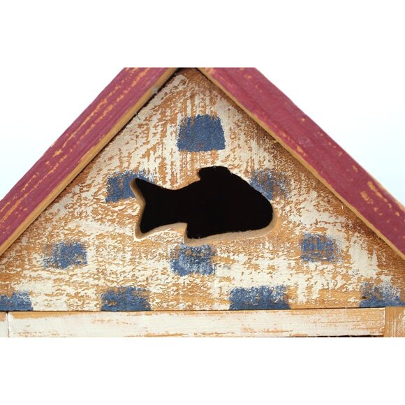 Recipe Box Wooden House Shabby Chic Beach Drawers Open Hinged Vintage 9.75 Inch - Picture 5 of 16